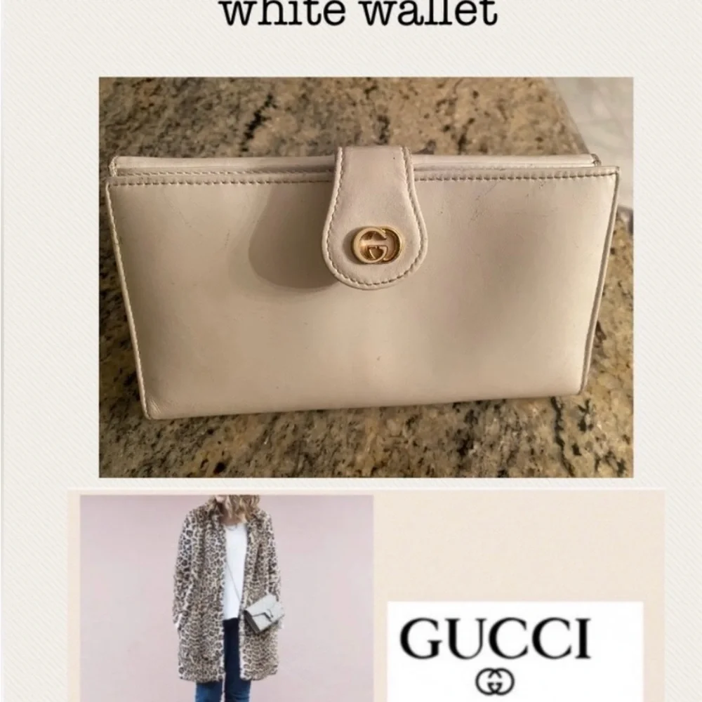 2-1 Deal Gucci|white leather Bi-Fold wallet ++free shopping bag :)